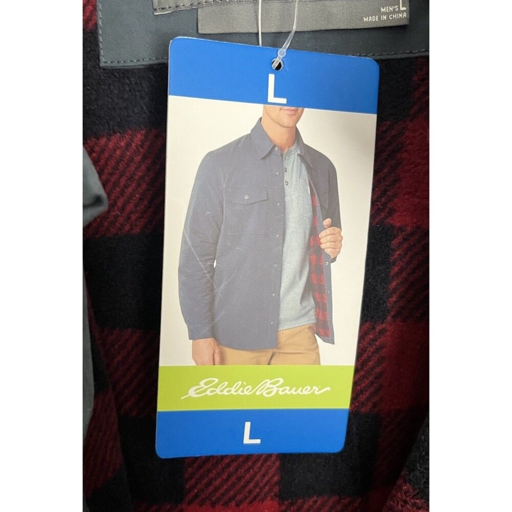 New! Eddie Bauer Men’s L Fleece Lined Shirt Jacket Shacket - Picture 5 of 12